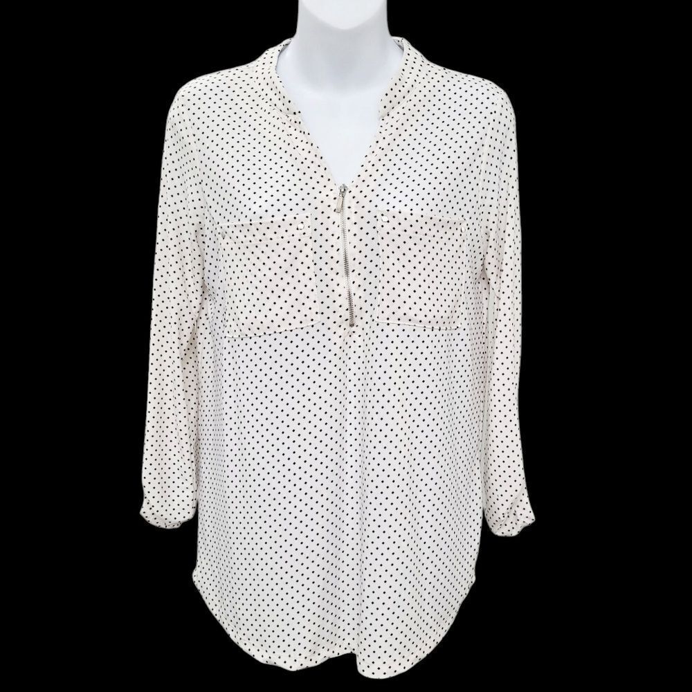 2/$20 Lily Morgan Black & White Dots Pattern Blouse Top Size: Small